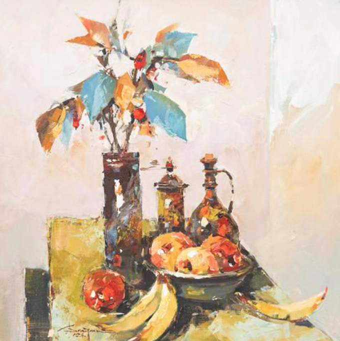 corneliu-dragan-targoviste-still-life-with-apples-and-bananans